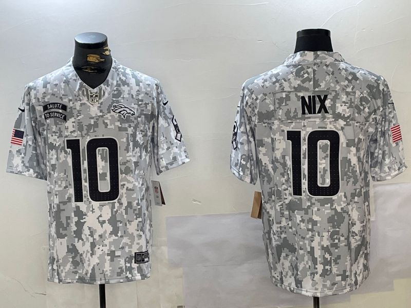 Men Denver Broncos #10 Nix Nike Arctic Camo 2024 Salute to Service Limited NFL Jersey